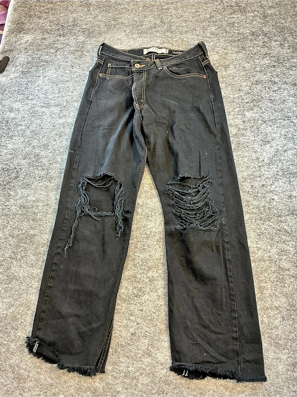 Levi's 501 x Koko LA Distressed Straight Leg Jeans Black Waist 33